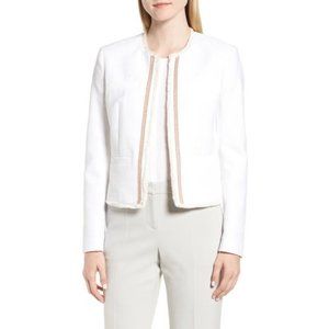 NWT Hugo Boss Karava Tweed Open Jacket Blazer Vanilla White 2